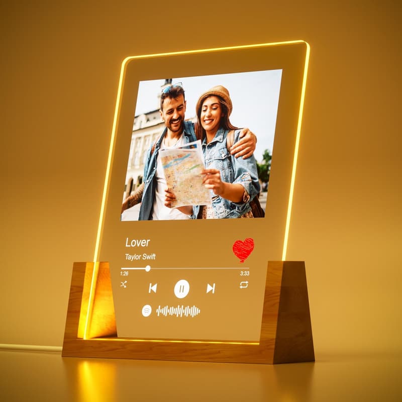 Customizable LED Night Light with Photo - Valentine's, Anniversary & Birthday Gift for Couples