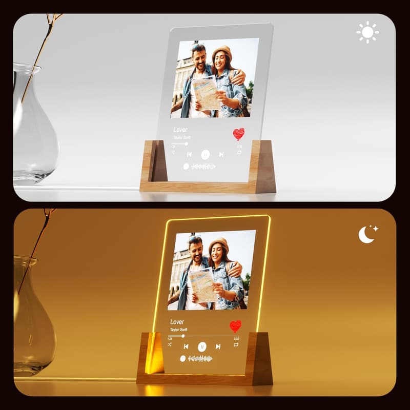 Customizable LED Night Light with Photo - Valentine's, Anniversary & Birthday Gift for Couples