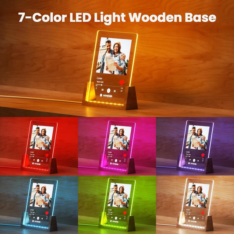 Customizable LED Night Light with Photo - Valentine's, Anniversary & Birthday Gift for Couples