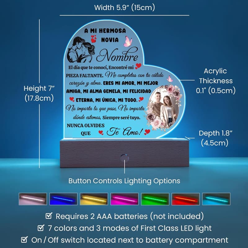 Personalized Acrylic Photo Plaque for Girlfriend's Birthday