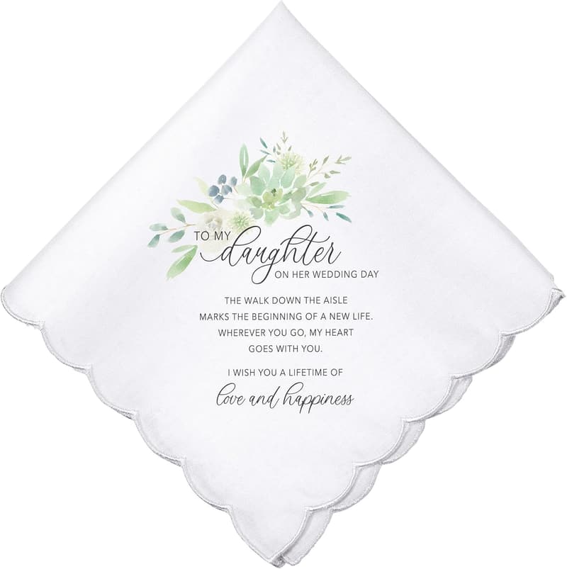 Daughter Wedding Keepsake Hankie - White