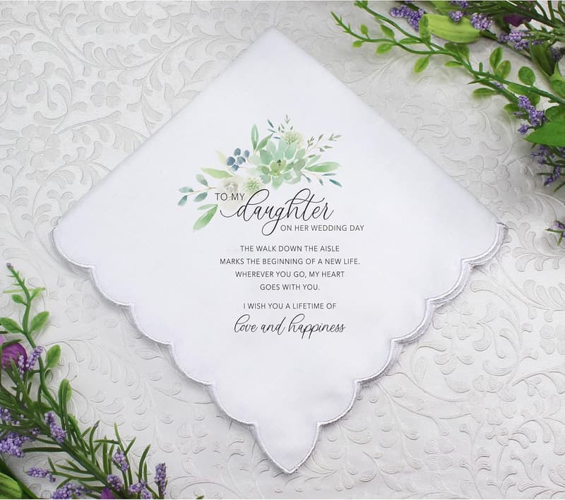 Daughter Wedding Keepsake Hankie - White