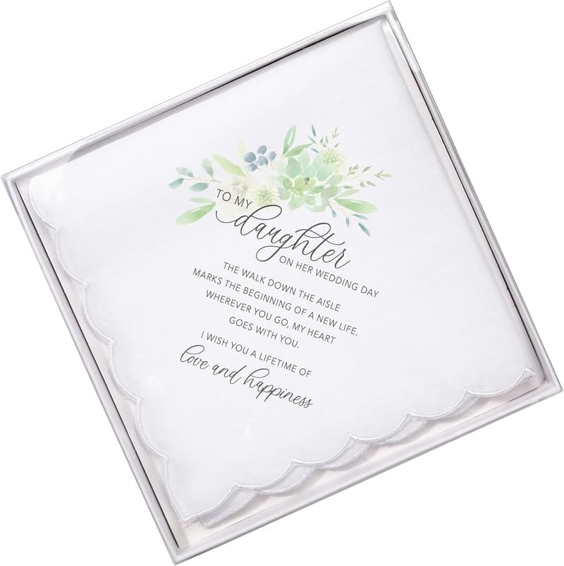 Daughter Wedding Keepsake Hankie - White