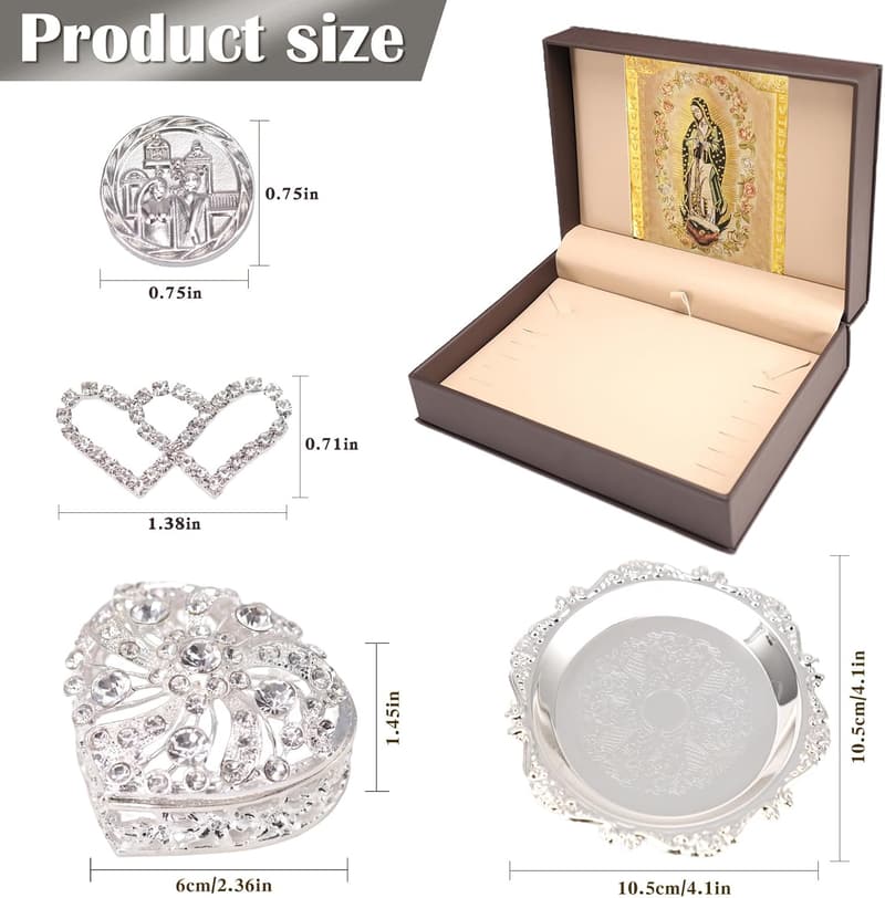 Catholic Wedding Arras Set - Silver Virgen de Guadalupe