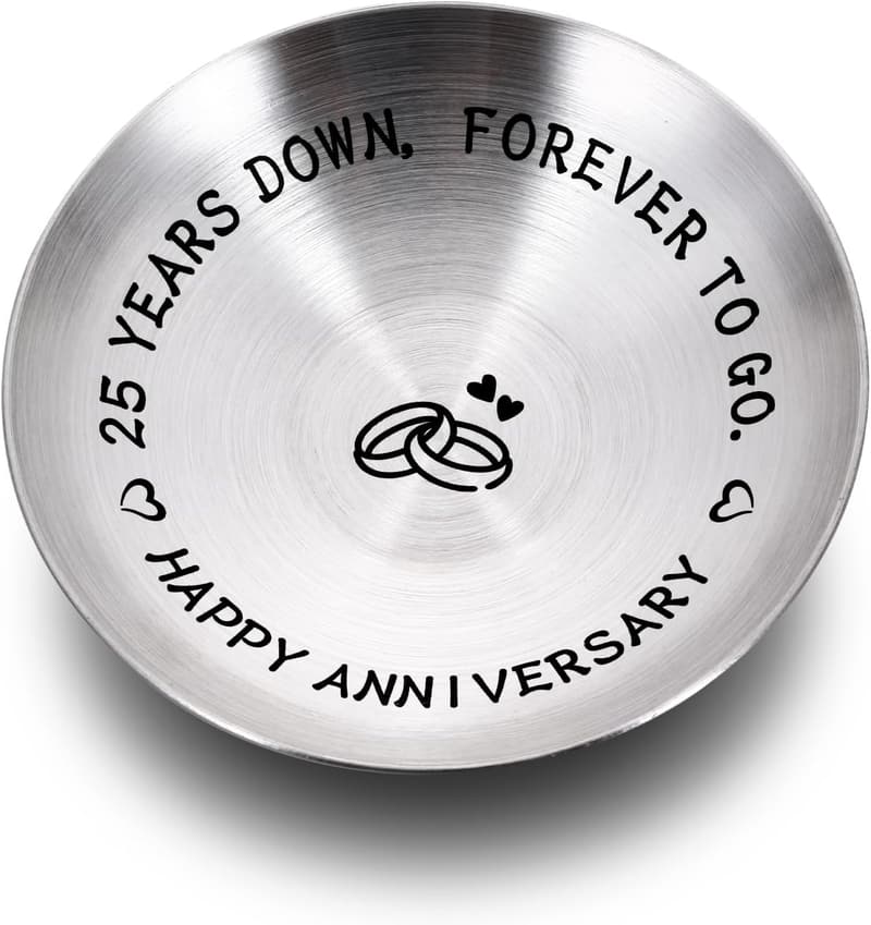 25th Anniversary Silver Gifts for Couples – Ring Dish Jewelry Tray