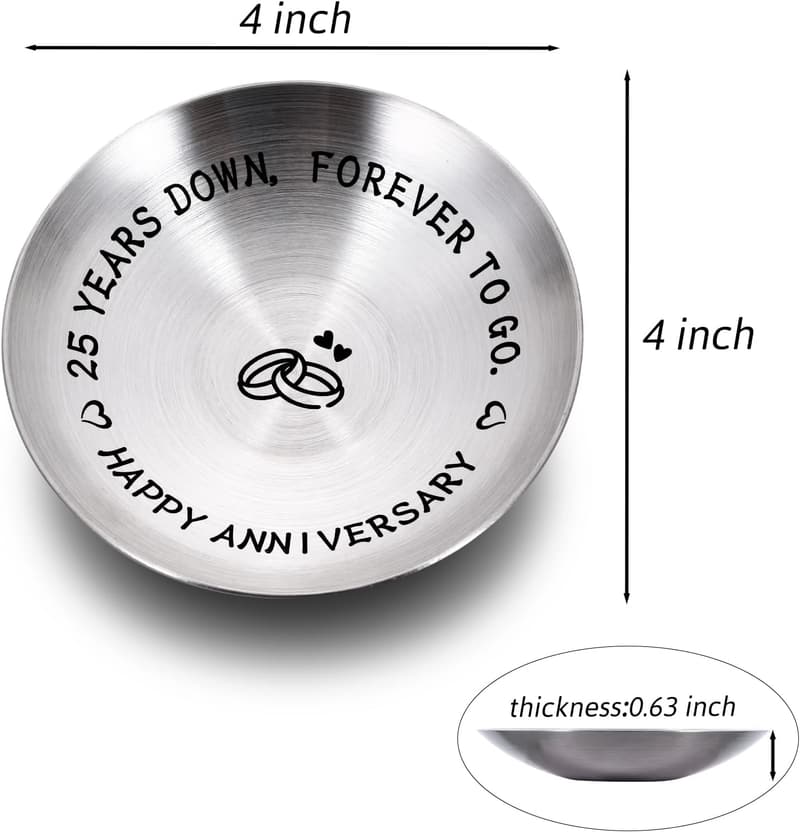 25th Anniversary Silver Gifts for Couples – Ring Dish Jewelry Tray