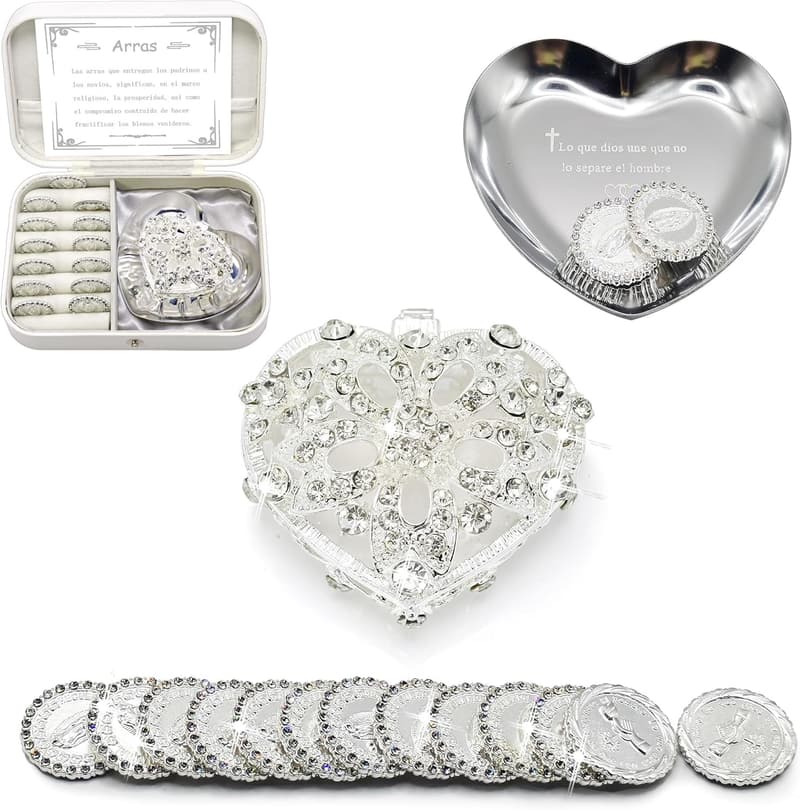 Catholic Wedding Unity Coins with 13 Virgen of Guadalupe, Silver