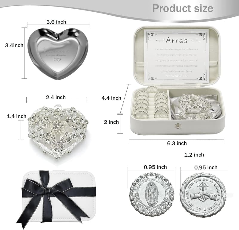 Catholic Wedding Unity Coins with 13 Virgen of Guadalupe, Silver
