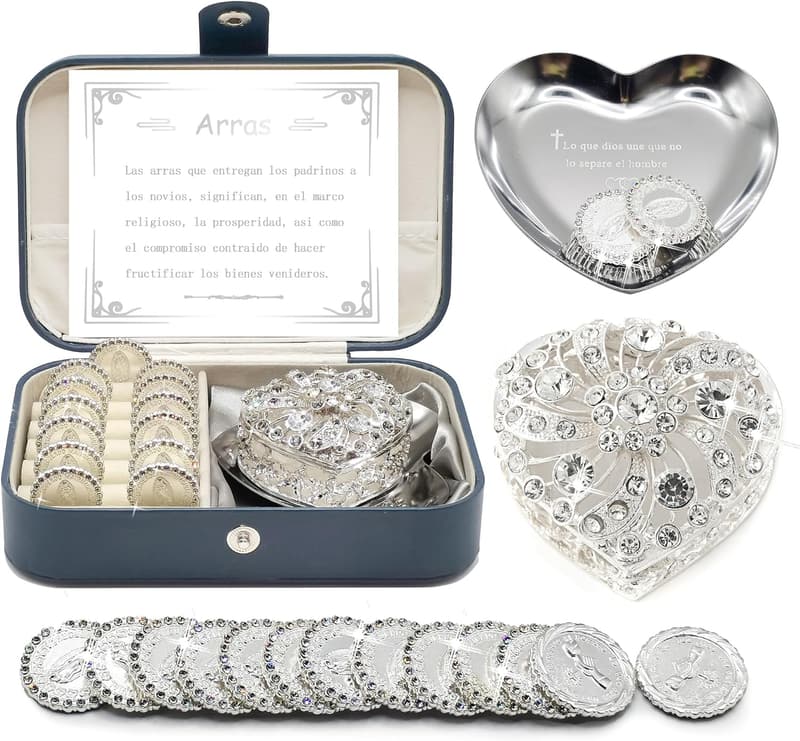 Catholic Wedding Arras Coins Set – Silver Ceremony Accessories