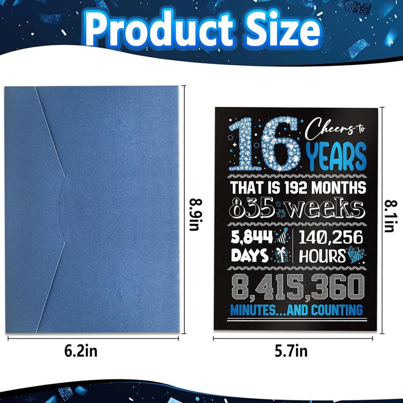 16th Birthday Card for Boys - Funny Blue Design