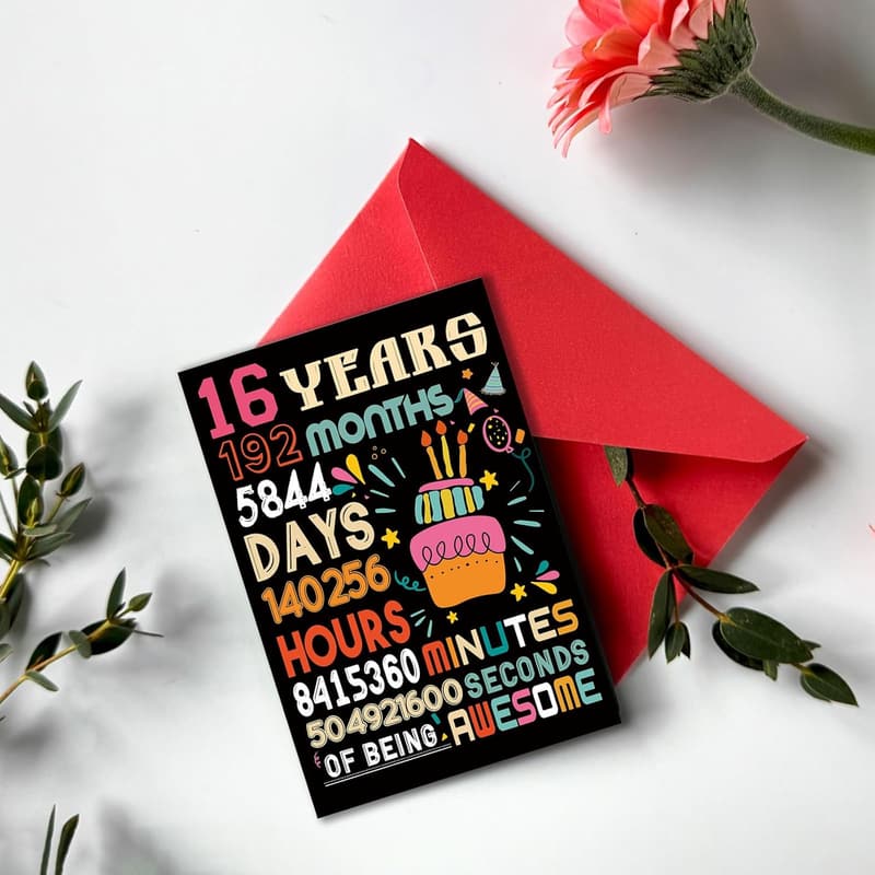 16th Birthday Card for Son or Daughter, Unique Decorations