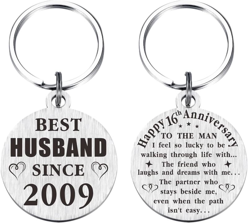 16th Anniversary Keychain Gift for Couples
