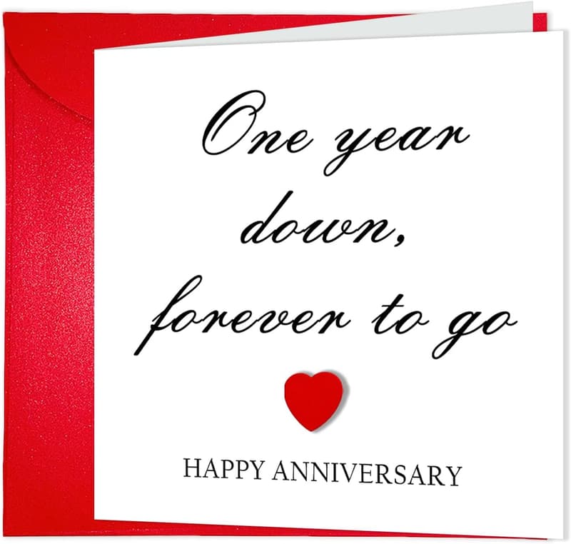 First Anniversary Card for Couples, Love Design with Envelope