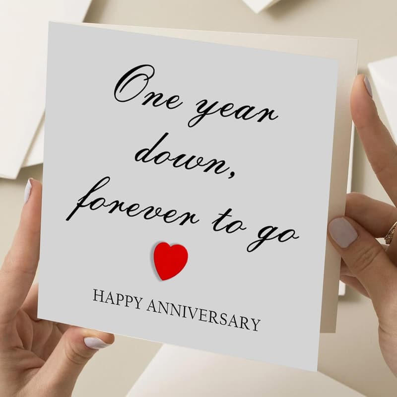 First Anniversary Card for Couples, Love Design with Envelope