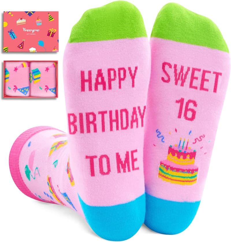 Sweet 16 Socks - Birthday Gifts for Teen Girls & Boys