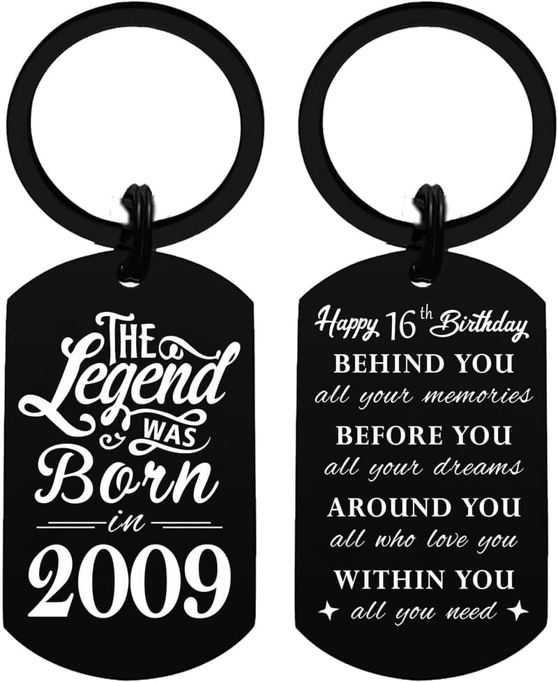 16th Birthday Keychain Gift for Boys and Girls, Born 2009