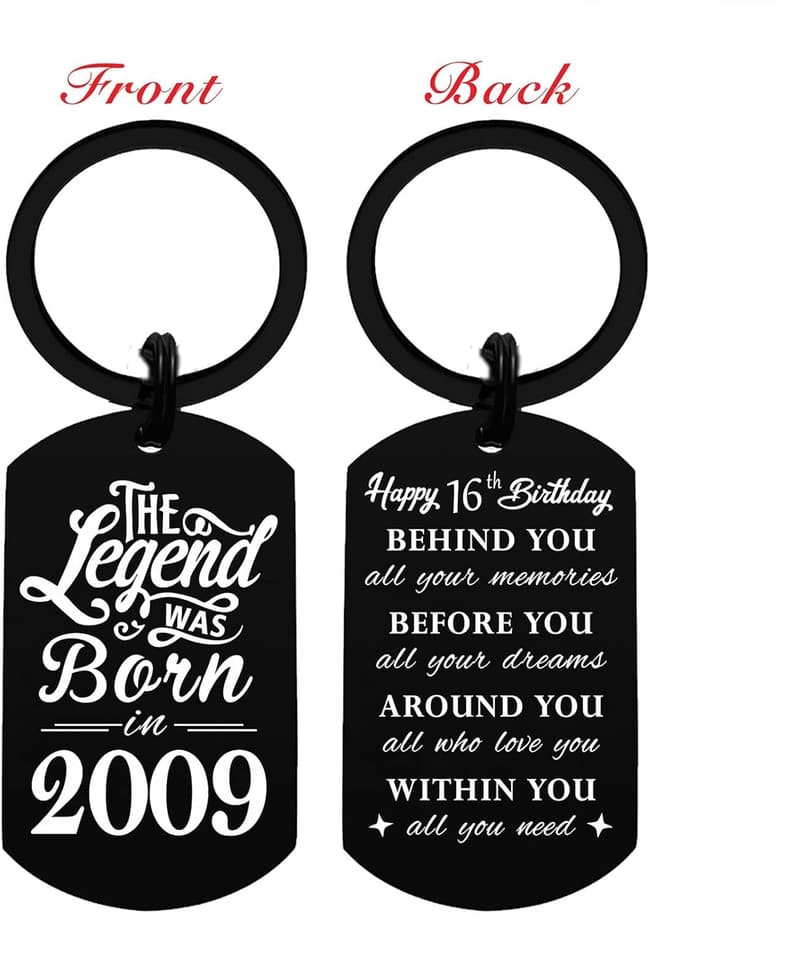 16th Birthday Keychain Gift for Boys and Girls, Born 2009