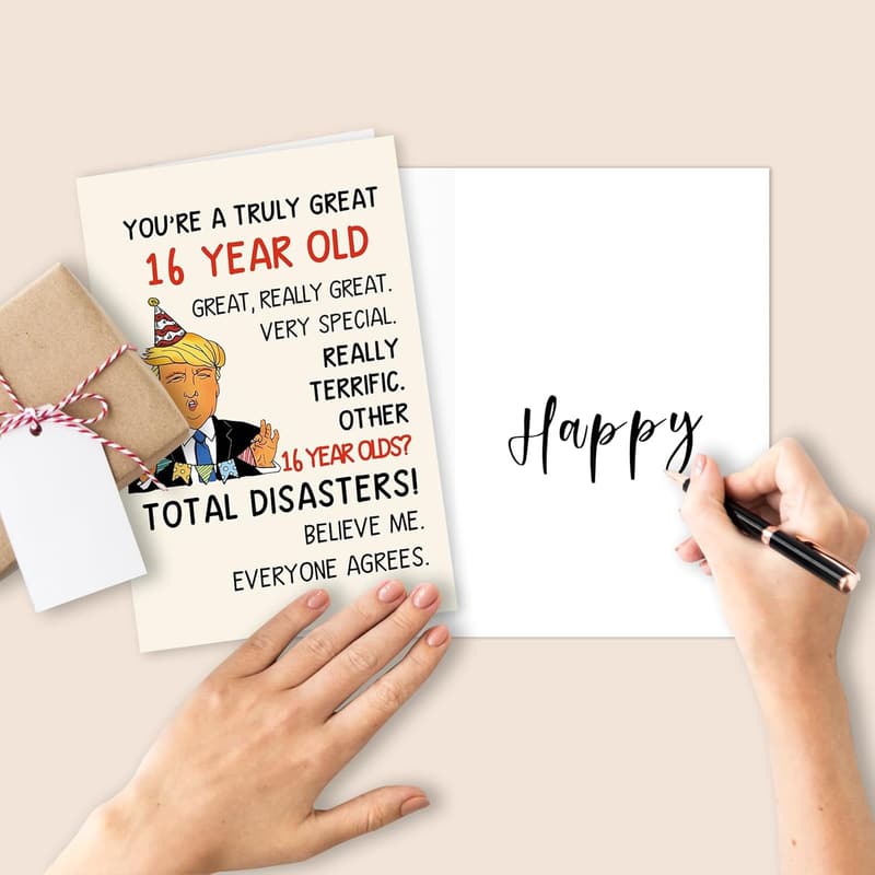 Cool Trump 16th Birthday Card for Boys and Girls
