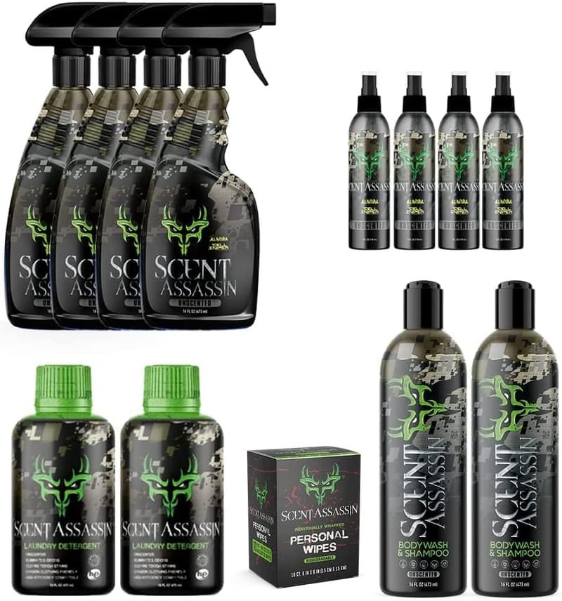 Hunting & Camping Scent Eliminator - 16oz & 4oz Sprays, Laundry Detergent, Body Wash, Wipes