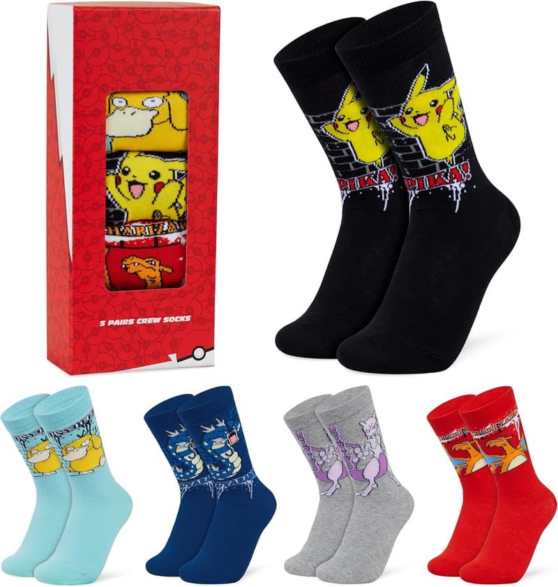 Pokemon Boys' Breathable Calf Socks - Pack of 5