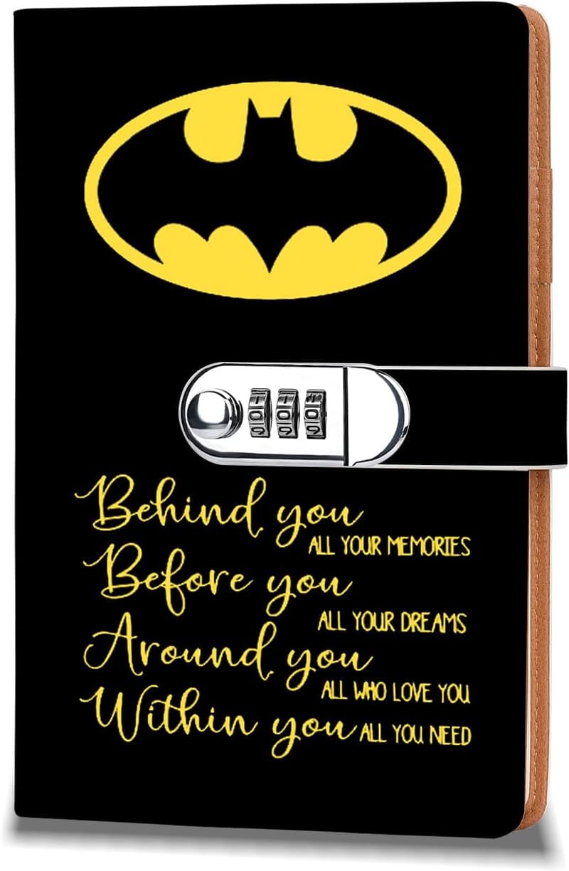 Batman Themed Leather Lock Notebook for Fans and Collectors