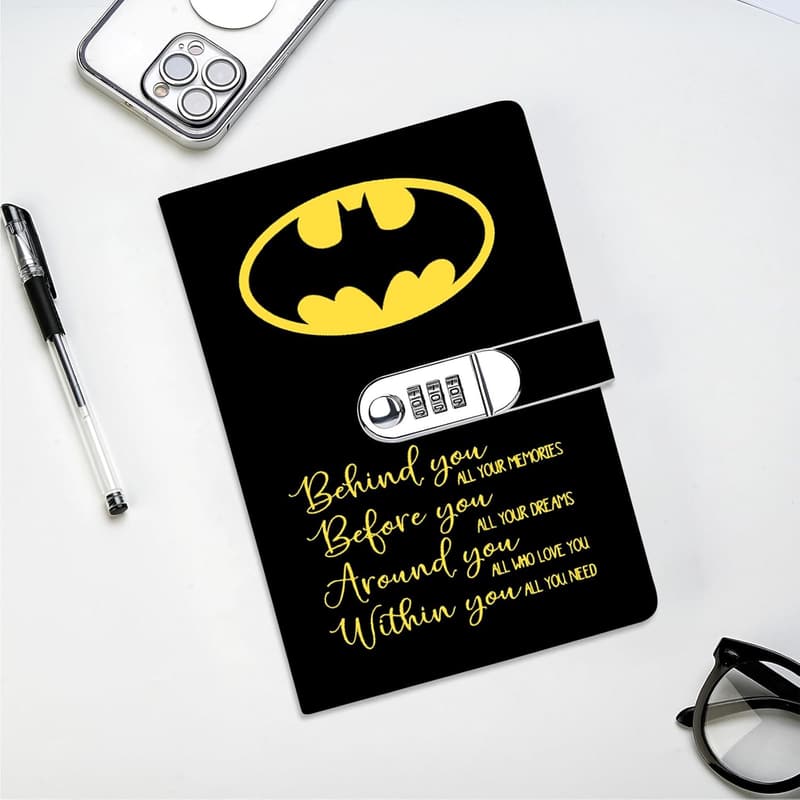 Batman Themed Leather Lock Notebook for Fans and Collectors