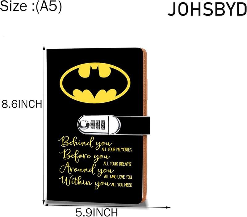 Batman Themed Leather Lock Notebook for Fans and Collectors