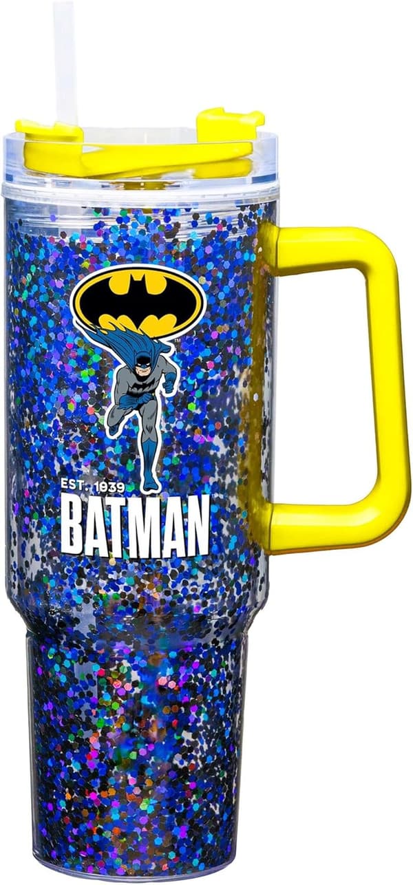 Batman 40oz Glitter Travel Mug with Locking Lid and Straw
