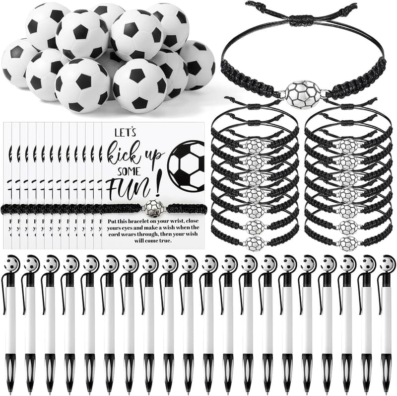 Soccer Team Gift Set: 80 Pcs Bracelets, Pens & Stress Balls