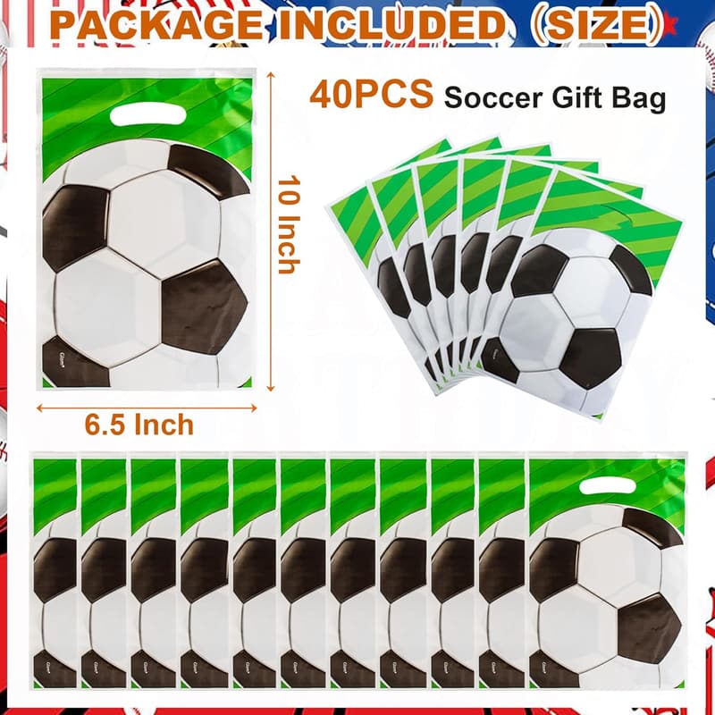 Soccer Party Favor Bags - 40PCS Goodie Bags for Birthdays