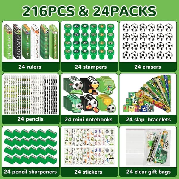 Soccer Birthday Party Favors – 216Pcs Goodie Bag Stuffers