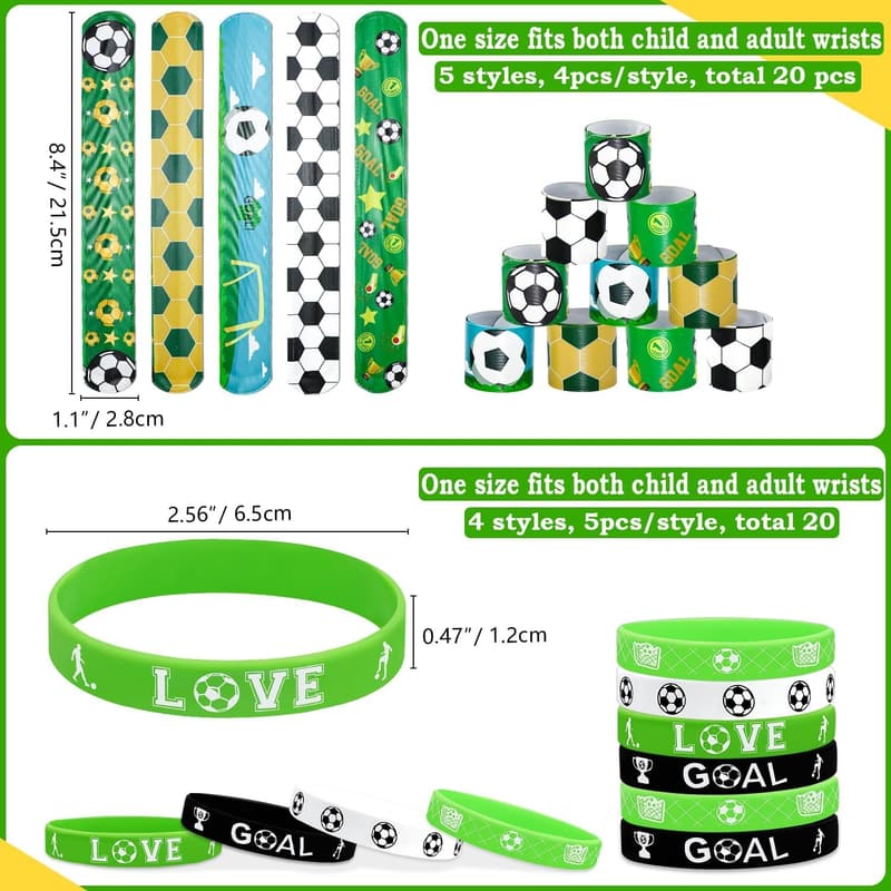Soccer Party Favors: 40 Silicone Wristbands & Bracelets