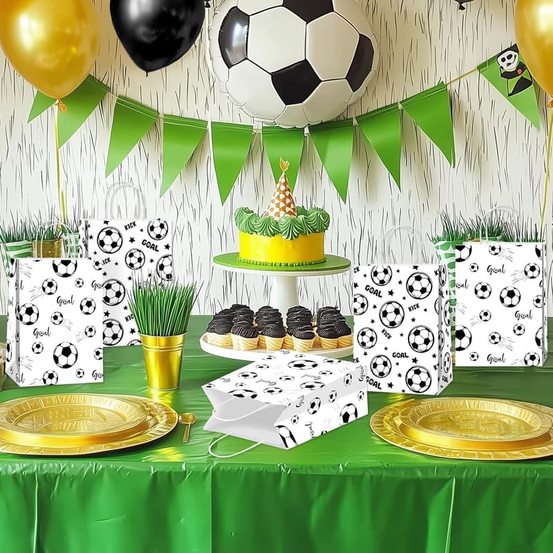 Soccer Birthday Party Goodie Bags (16 Pcs) with Handles