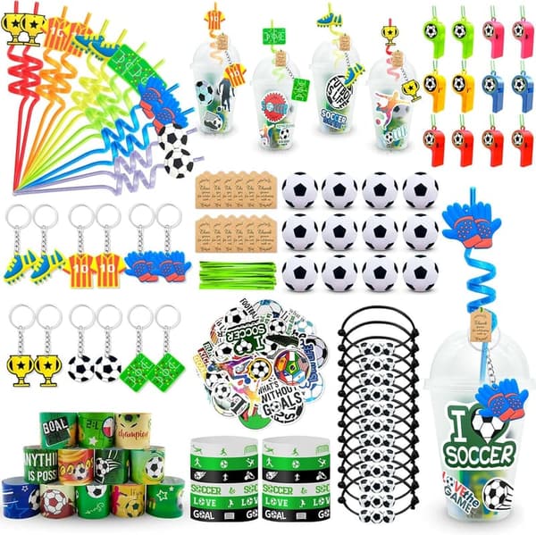 Soccer Birthday Party Supplies - 208 Pcs Set with Favors & Decorations