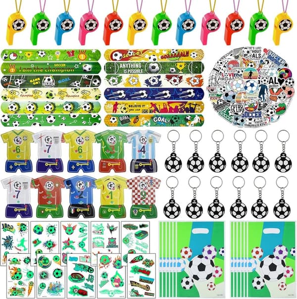 Soccer Party Favor Set with Goodie Bags & Toys - 122 Pcs