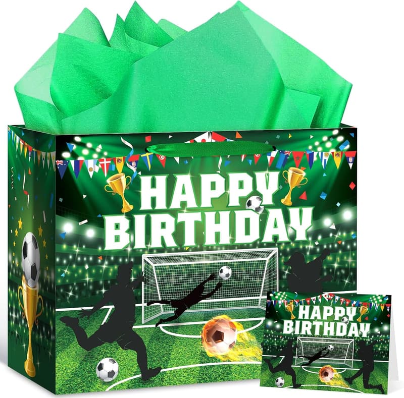 Soccer Party Favor Gift Bag for Boys - Large Wrapping Set