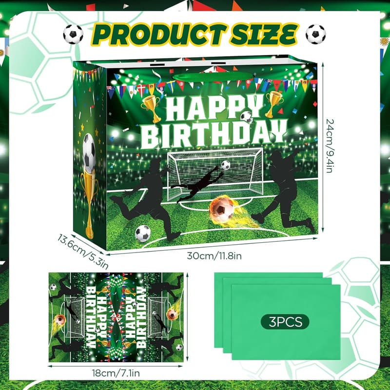Soccer Party Favor Gift Bag for Boys - Large Wrapping Set