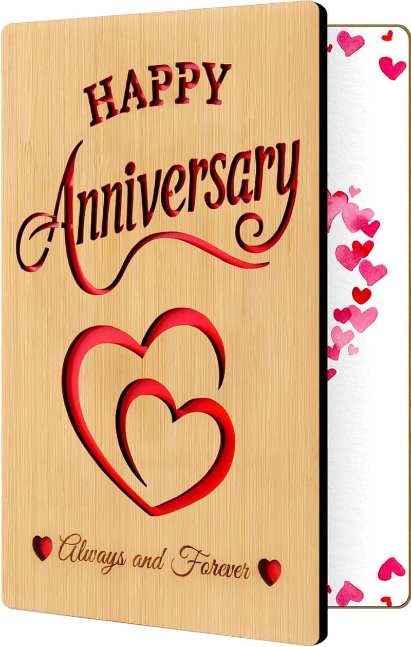 Anniversary Card for Couples - Wooden Design, Always & Forever