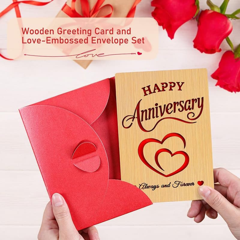 Anniversary Card for Couples - Wooden Design, Always & Forever