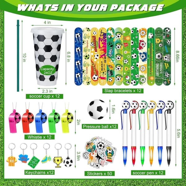 Soccer Party Favors Set – 122 Pcs Goodie Bag Fillers for Birthdays