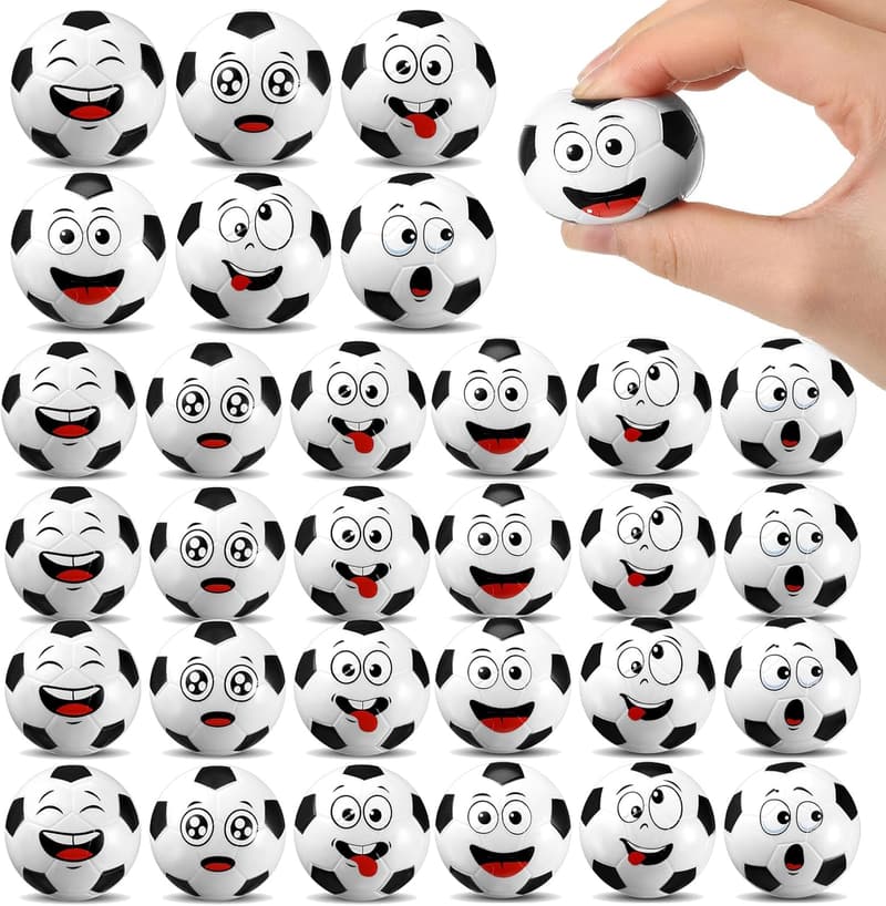 Mini Face Soccer Stress Balls - 24 Pcs Fidget Toys for Kids