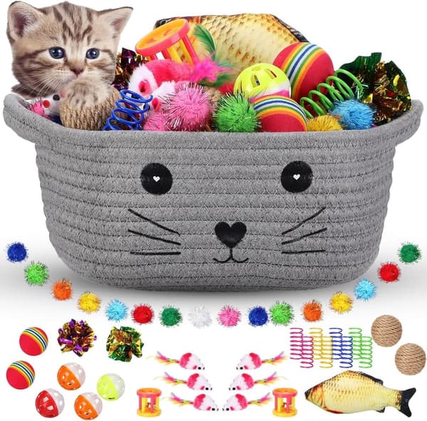 Interactive Cat Toy Set with 58 Colorful Crinkle Balls