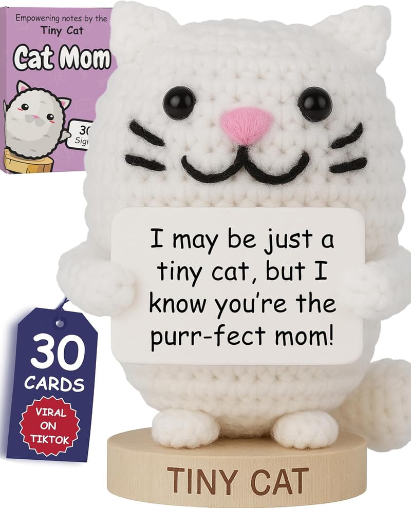 Handmade Cat Crochet Doll with 30 Positive Signs for Cat Moms