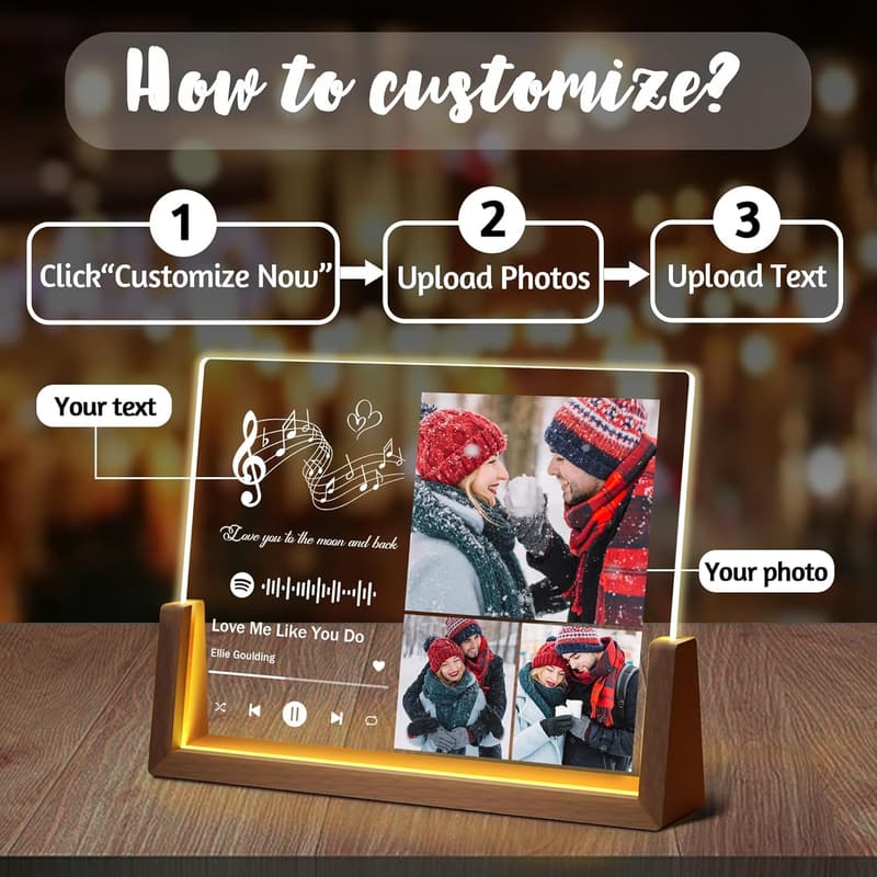 Custom Acrylic Spotify Song Plaque with Photo - Anniversary Gift