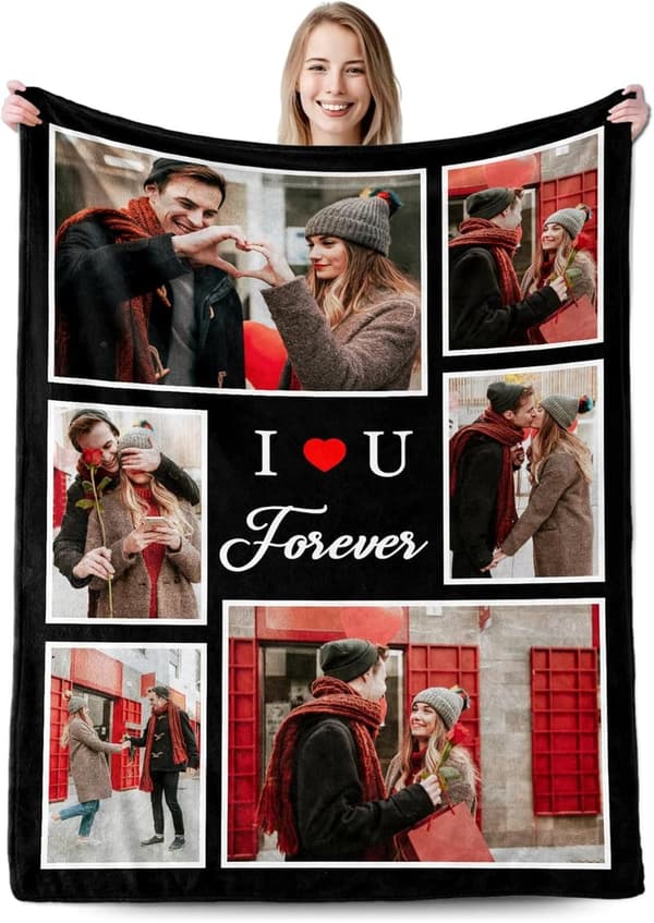 Personalized Photo Blanket for Valentine's Day Couples