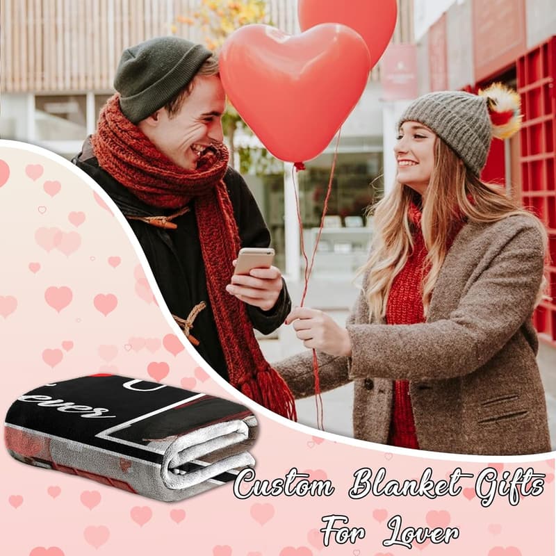 Personalized Photo Blanket for Valentine's Day Couples