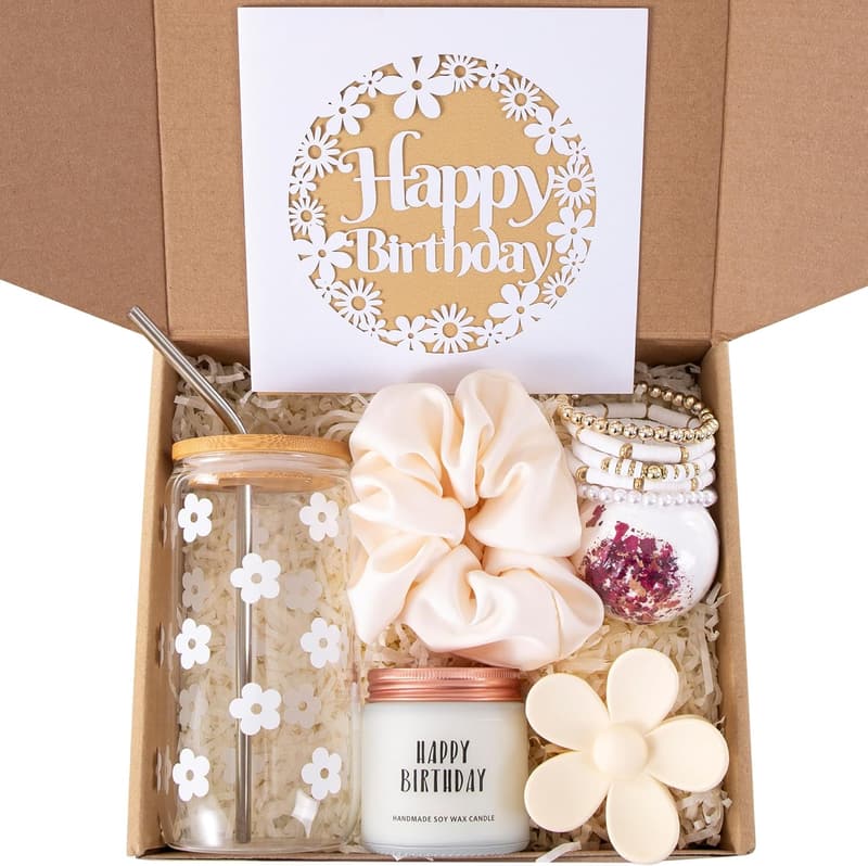 Cute Daisy Aesthetic Glass Cup Set for Her - 7pcs Birthday Gift