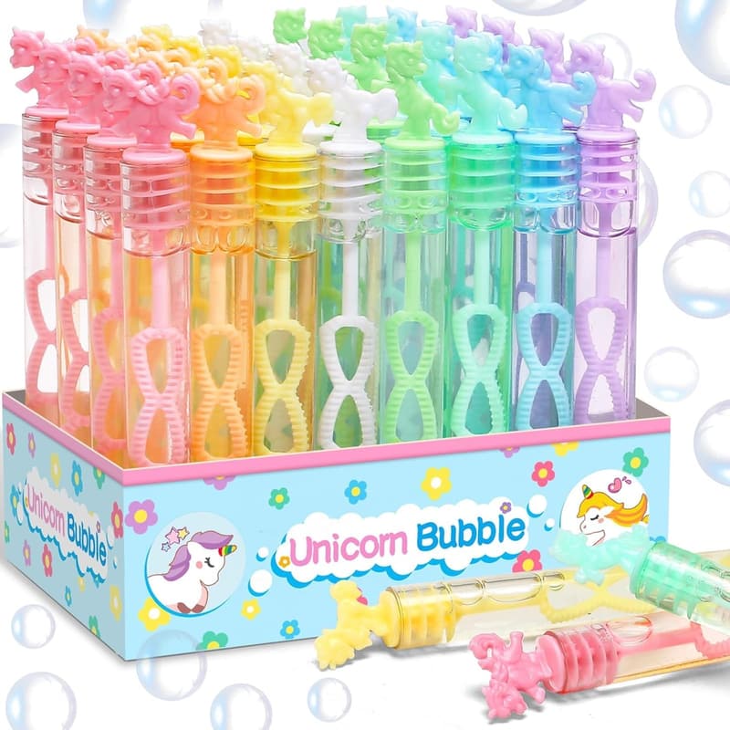 Pastel Unicorn Bubble Wands - 32 Piece Party Favors Set