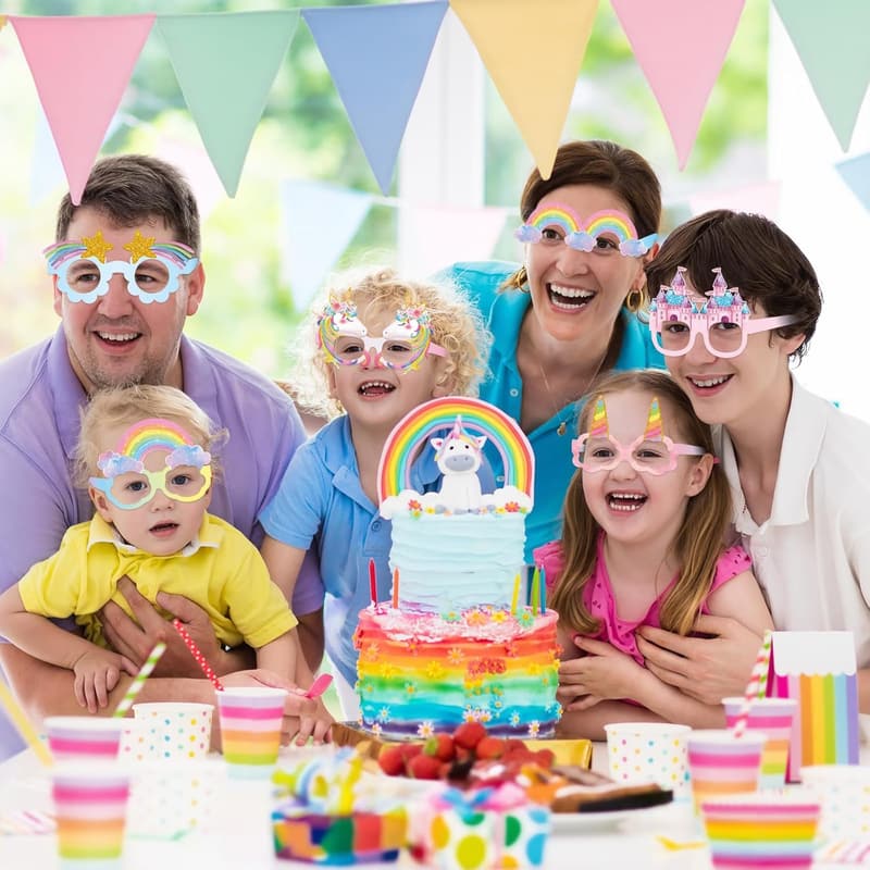 Rainbow Unicorn Party Photo Booth Props - 32 Pcs