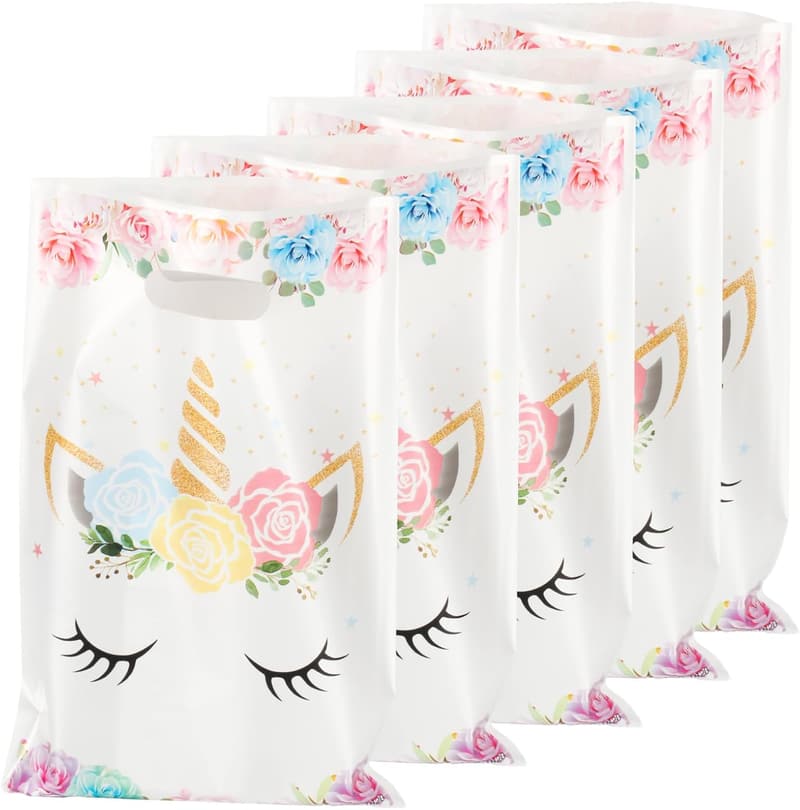 Unicorn Birthday Party Favor Bags - 50 Pcs with Handles